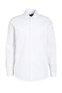 Witte heren C&A slim fit overhemd van katoen met lange mouwen en klassieke kraag