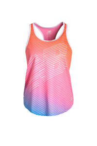 Roze en multikleurige dames New Balance hardlooptop Printed Accelerate van gerecycled polyester met ronde hals