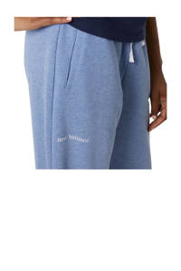 Blauwe dames New Balance regular fit joggingbroek van katoen met elastische tailleband met koord
