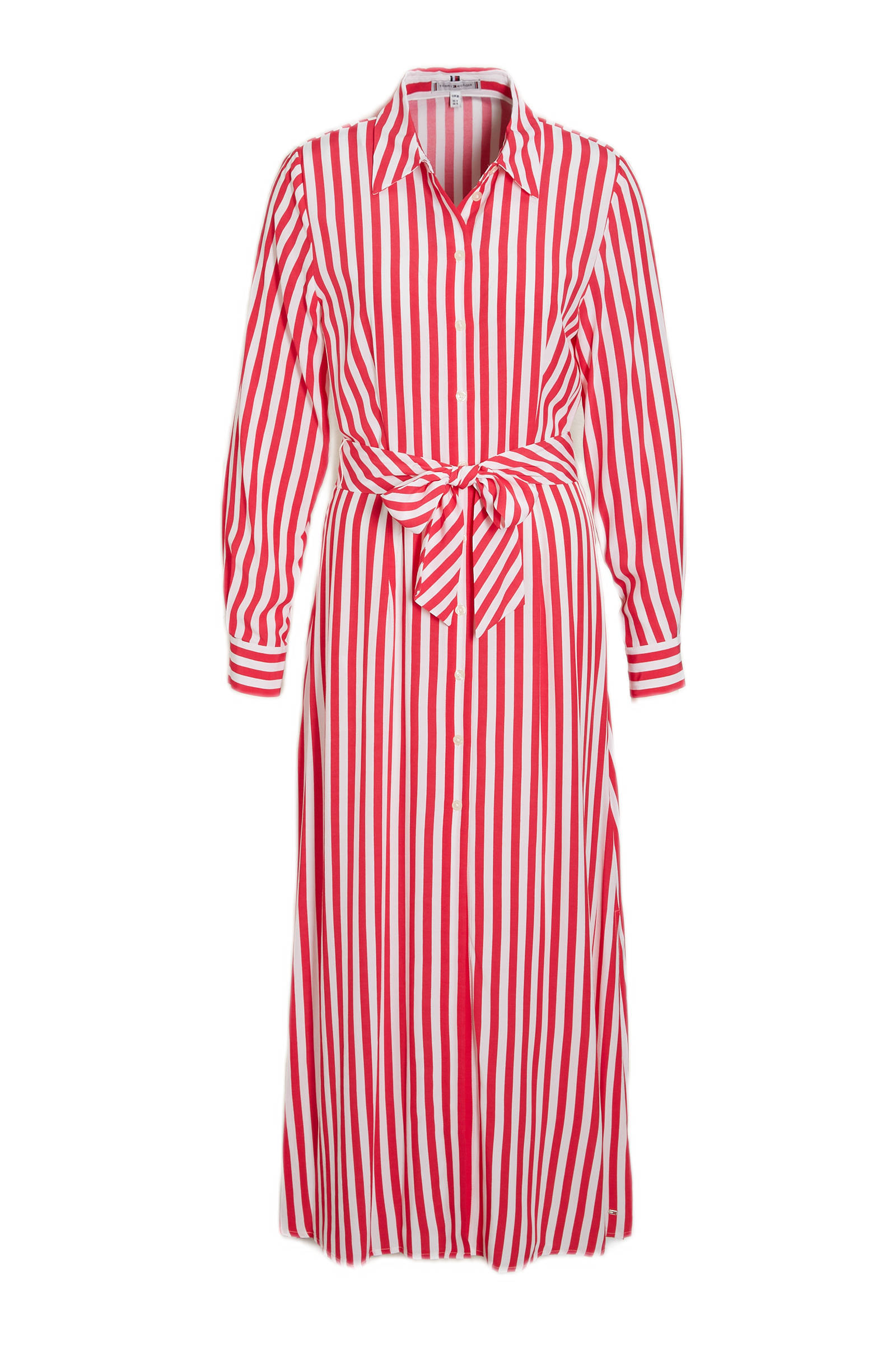 Tommy Hilfiger gestreepte blousejurk roze/wit | wehkamp