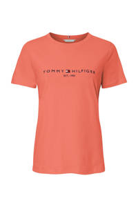 Tommy Hilfiger T-shirt van biologisch katoen koraalrood