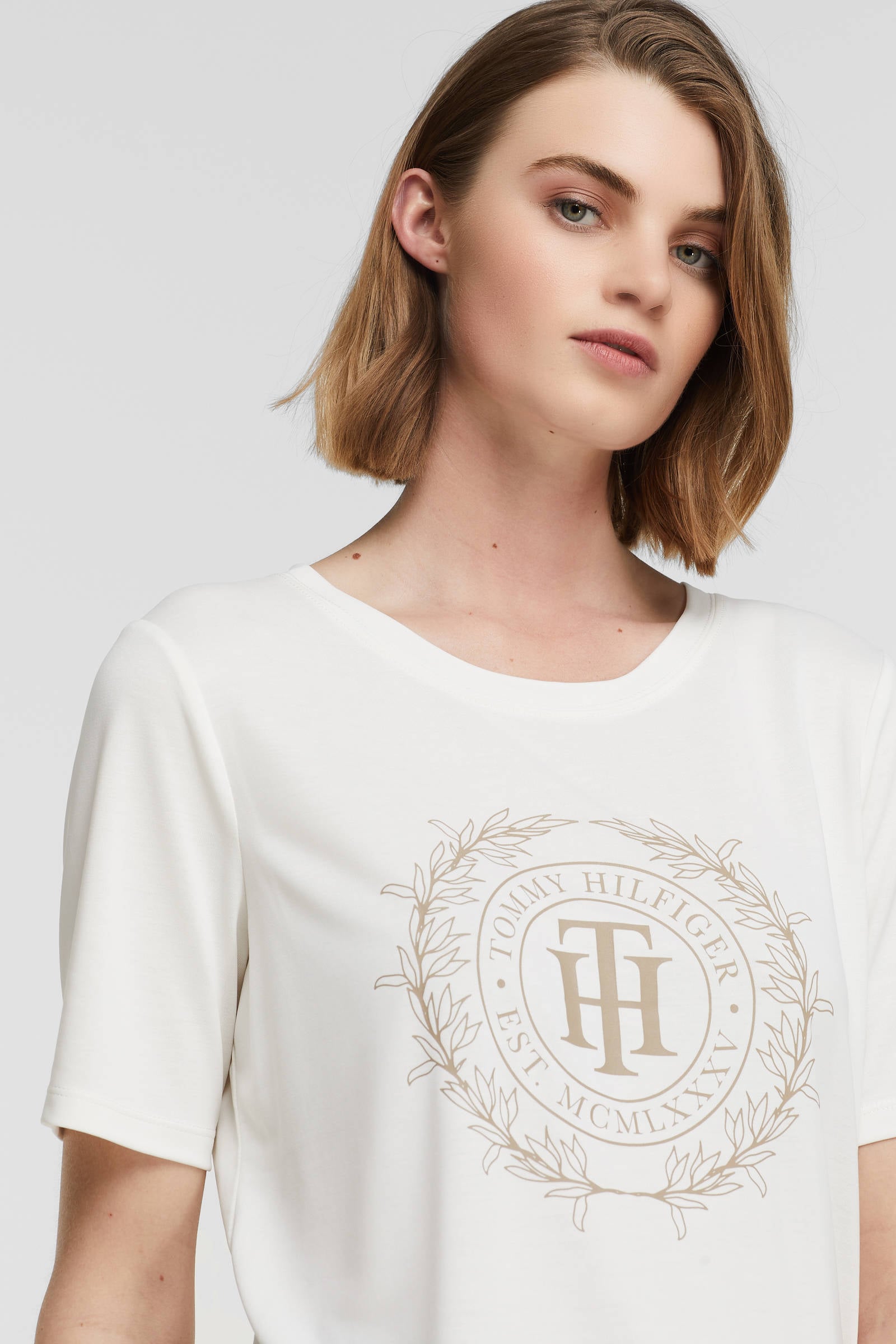 Tommy Hilfiger T-shirt met logo ecru 