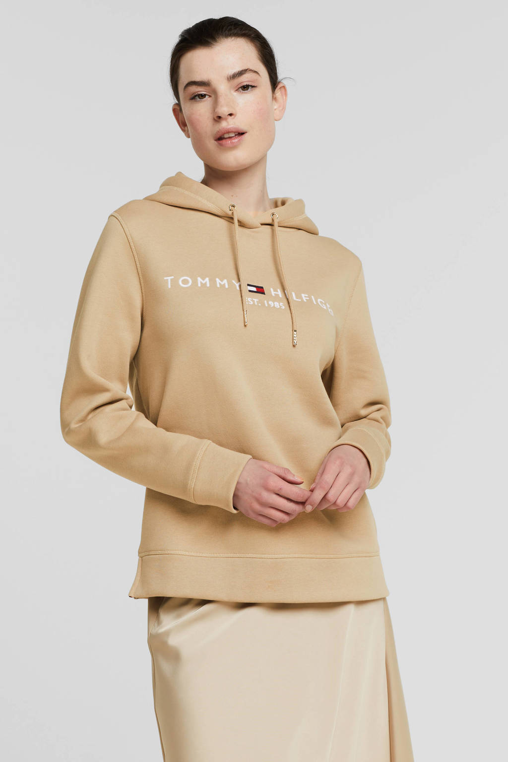 Tommy Hilfiger hoodie met logo beige