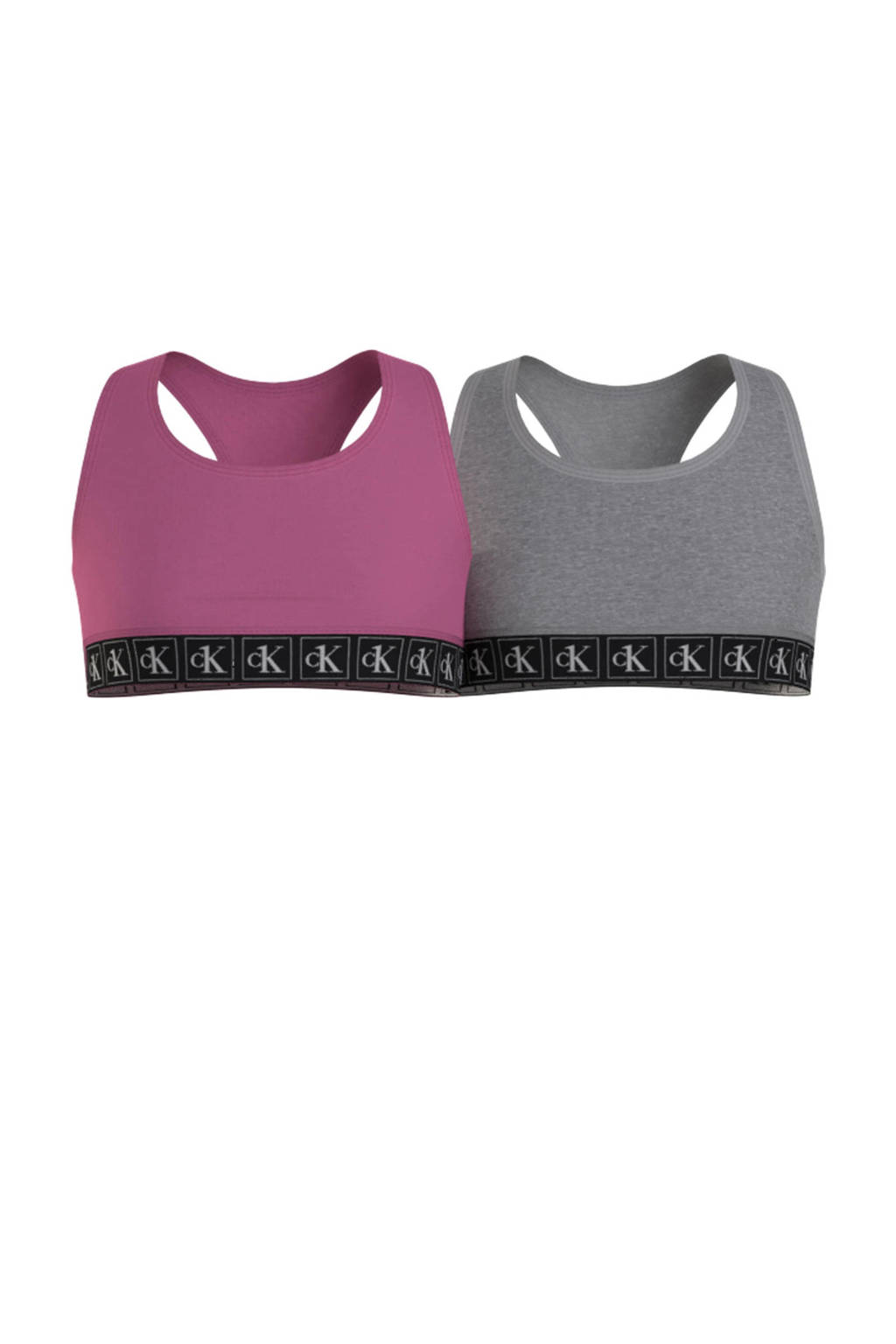 Calvin Klein bh top - set van 2 grijs/roze, Roze/grijs