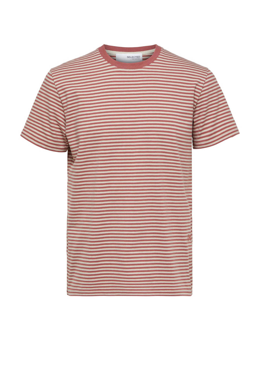 SELECTED HOMME gestreept T-shirt SLHBUTCH marsala