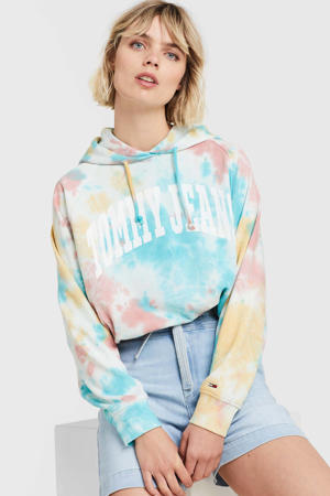 tie-dye hoodie met biologisch katoen blauw/geel/roze