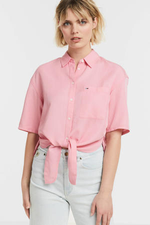 blouse met linnen roze