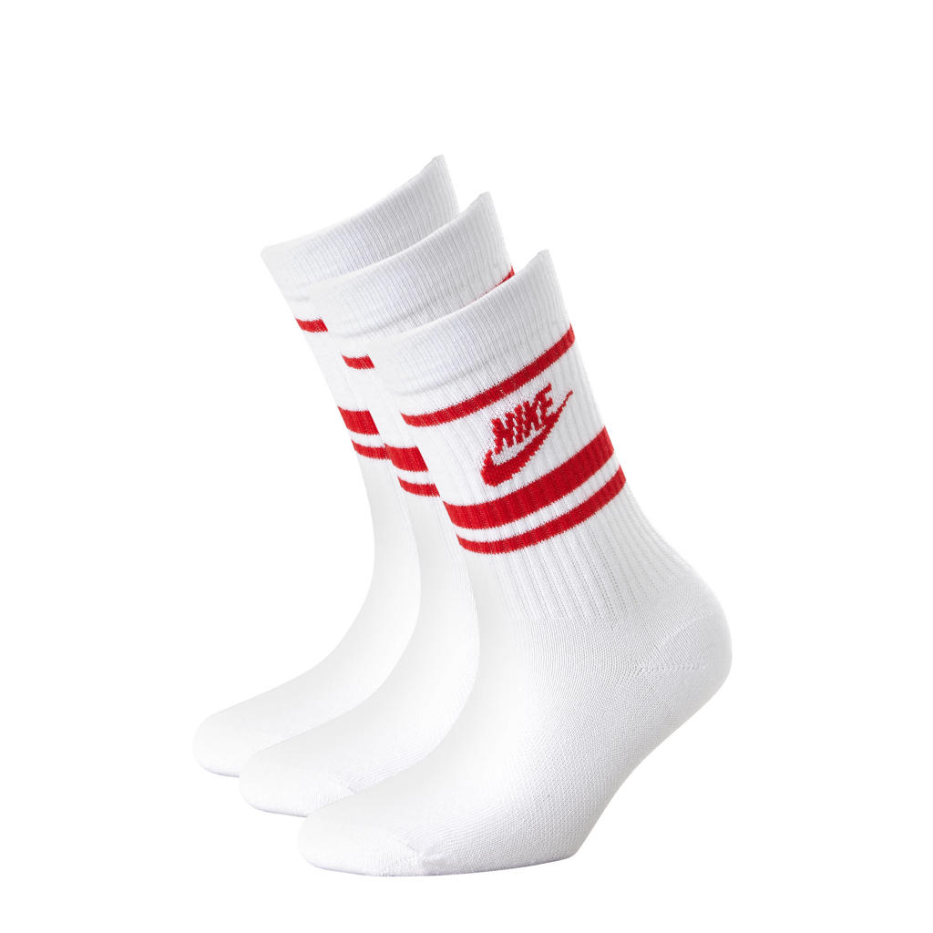 Nike Senior  sportsokken - set van 3 wit/rood