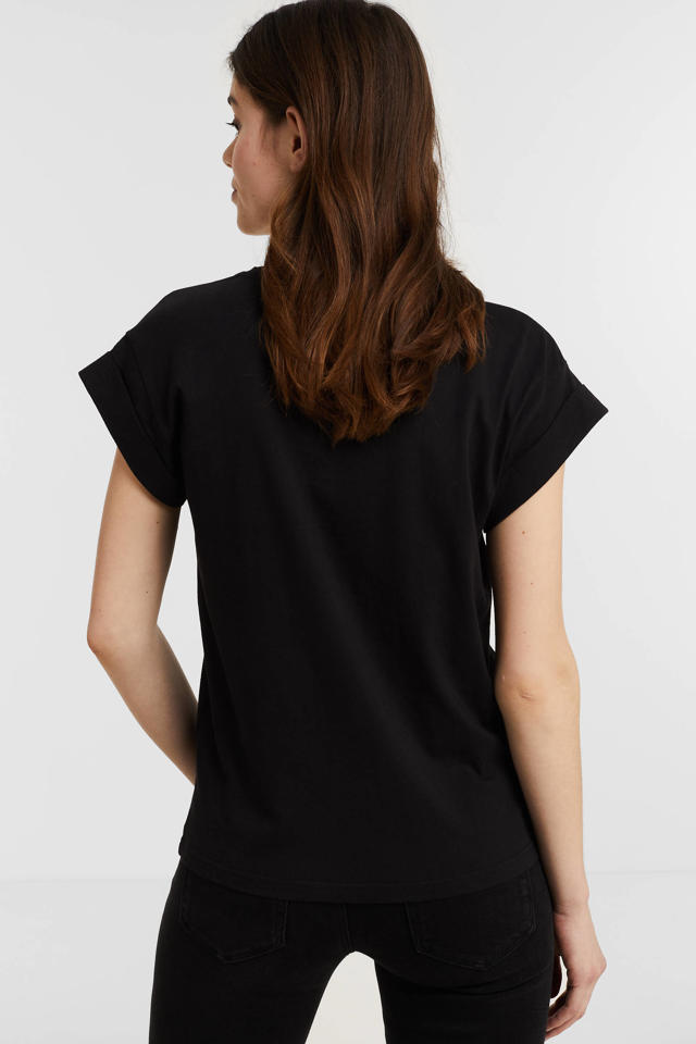 Steken Mooi ethiek MSCH Copenhagen T-shirt Alva van biologisch katoen zwart | wehkamp