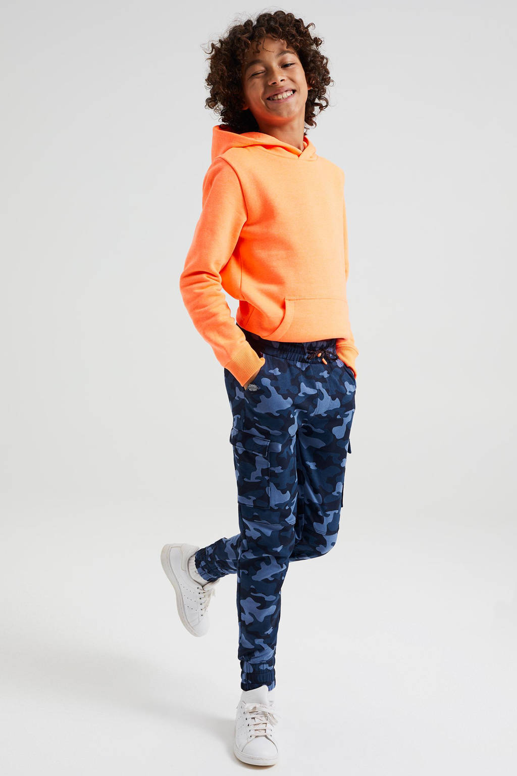 Kleding Wehkamp Sportkleding WE Fashion Slim Fit Joggingbroek Met  Camouflageprint Blauw Wehkamp