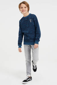 WE Fashion Salty Dog sweater met all over print grijsblauw