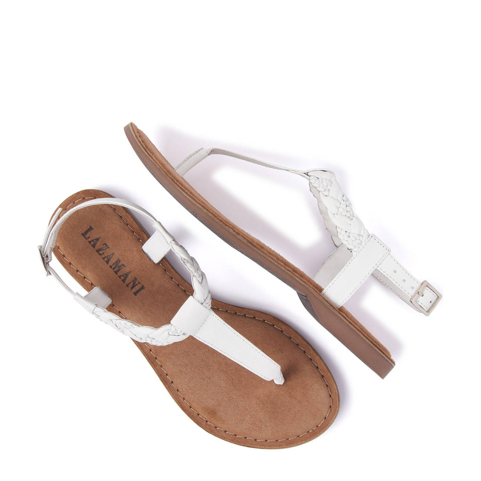 Lazamani 75.834 leren sandalen wit | wehkamp