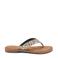 Lazamani leren teenslippers met dierenprint ecru/zwart