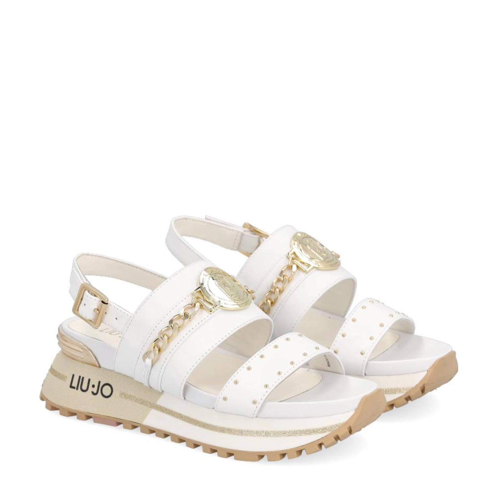 Liu Jo Maxi Wonder plateau sandalen wit/goud | wehkamp