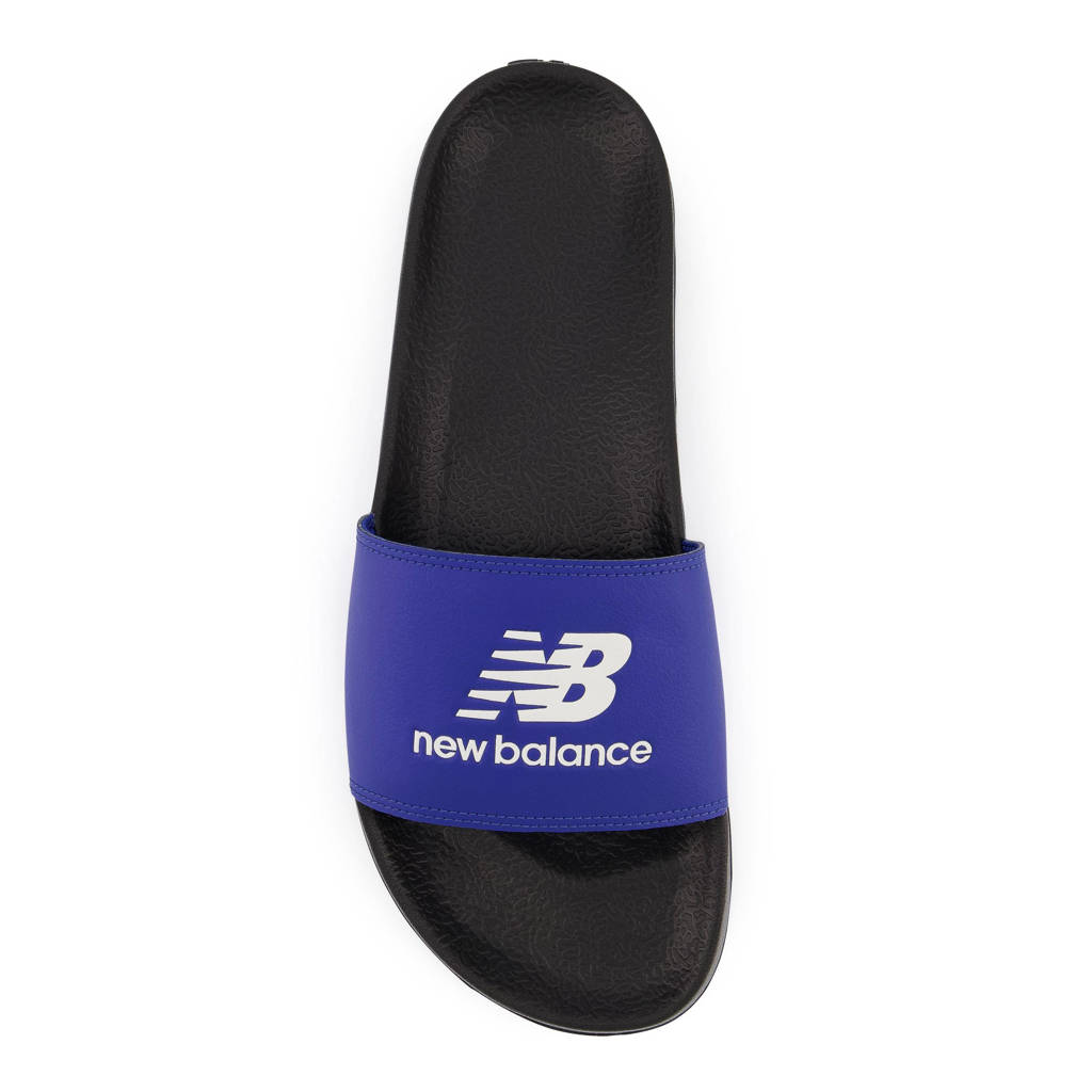 Blauw en witte unisex New Balance 50 badslippers van rubber met logo