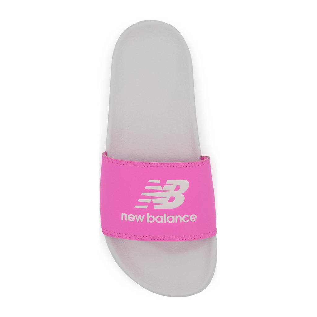 Fuchsia en witte dames New Balance 50 badslippers van rubber met logo