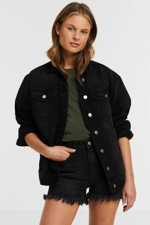 The Beauty North Denim jack voor dames, oversized, button-up, gerafelde zoom, lange mouwen en gerafelde zoom, westerse trendy jas, Blauw, L The Beauty North Denim jack voor dames, oversized, button-up, gerafelde zoom, lange mouwen en gerafelde zoom, westerse trendy jas, Blauw, L