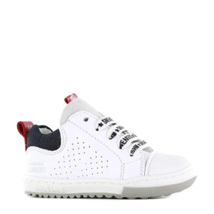 EF22S012-B  leren sneakers wit/donkerblauw