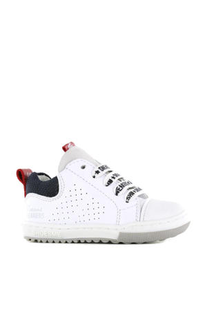 EF22S012-B  leren sneakers wit/donkerblauw