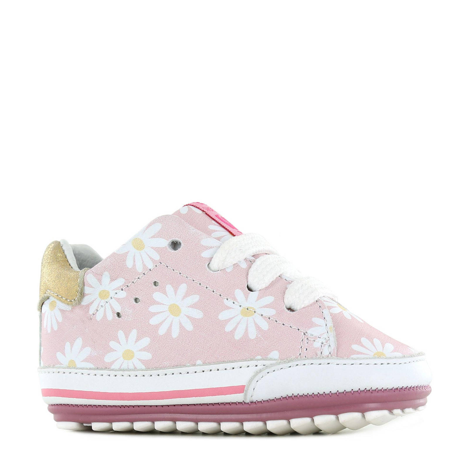 Shoesme BP21S058-C leren sneakers met bloemenprint roze | wehkamp