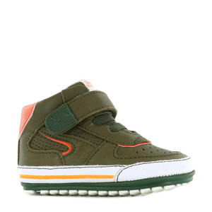 BP22S059-C  leren sneakers groen/oranje