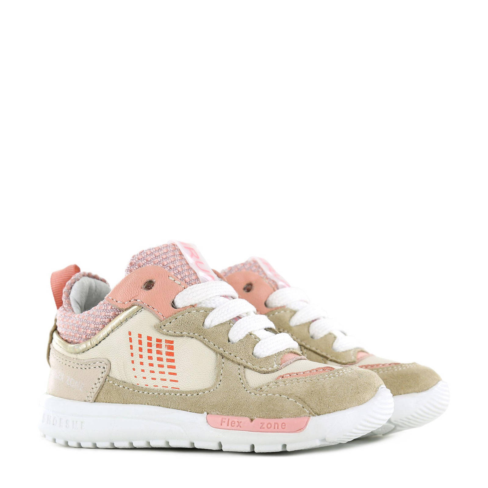 Shoesme RF22S005-B leren sneakers beige/roze | wehkamp