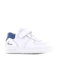 Wit en blauwe jongens Shoesme BN22S003-E sneakers van leer met elastische veter- met klittenbandsluiting