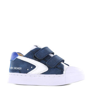 SH22S015-B  leren sneakers blauw/wit