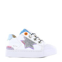 Shoesme SH22S010-D  leren sneakers met glitters wit/multi