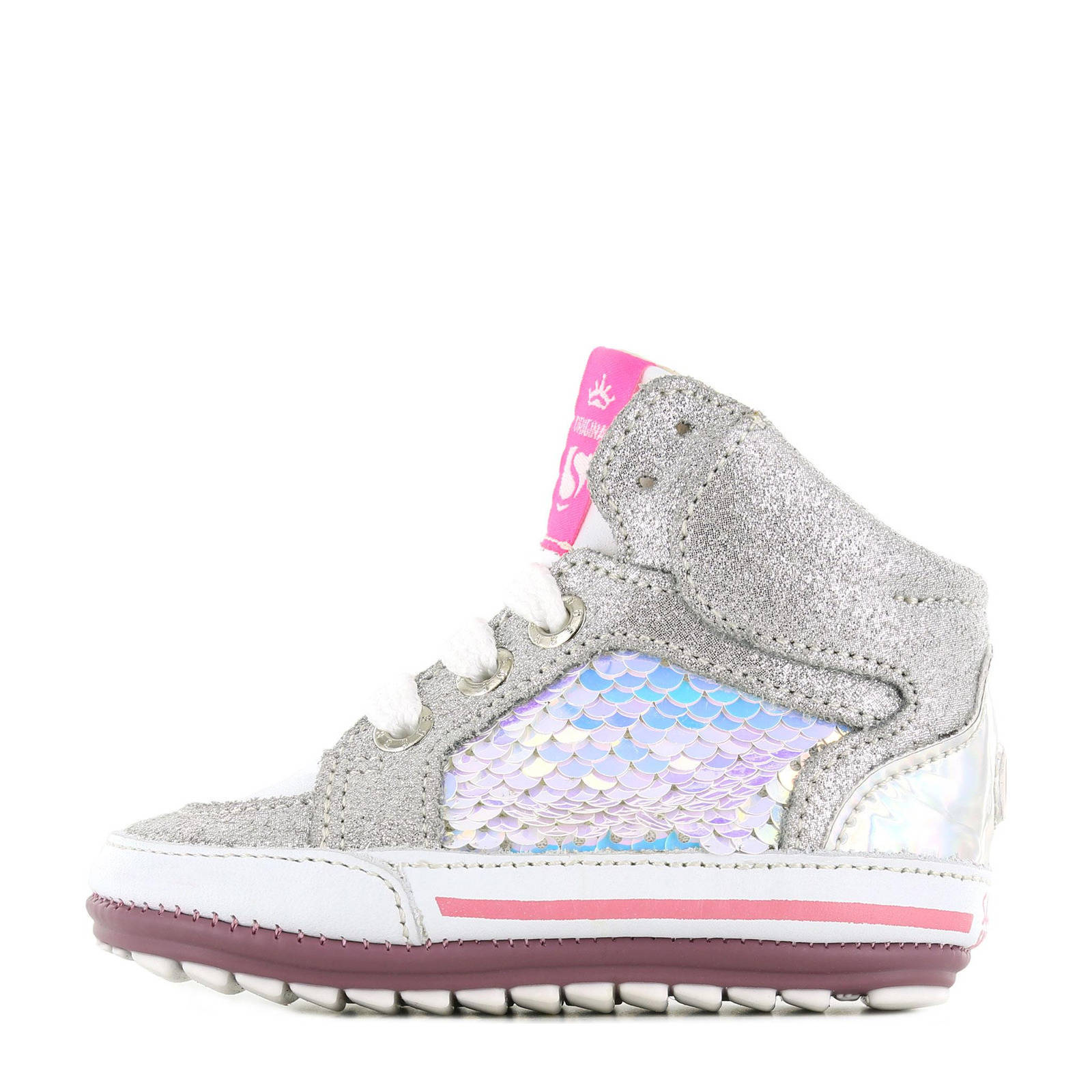 Shoesme BP22S027-A hoge leren sneakers zilver | wehkamp