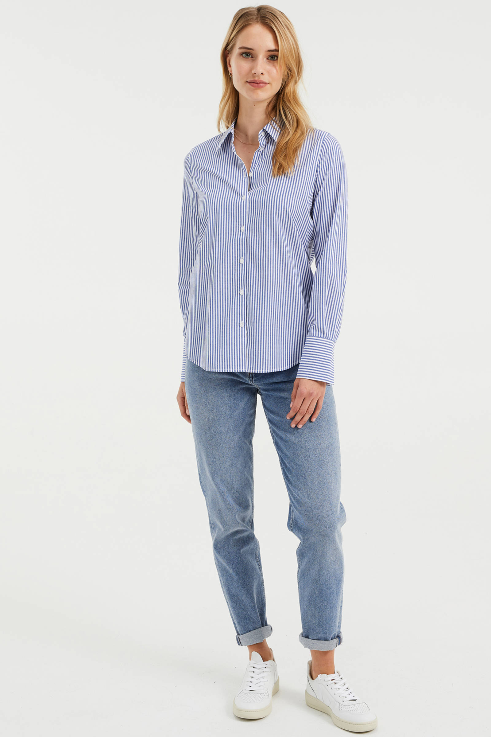 Zara Basic Oversized blouse blauw-wit gestreept patroon zakelijke stijl Mode Blouses Oversized blouses 