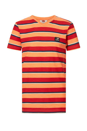 gestreept T-shirt oranje/rood