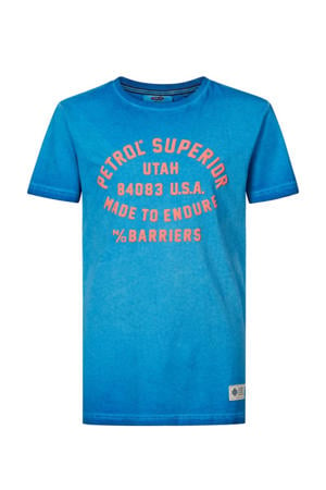 T-shirt met tekst aqua blauw