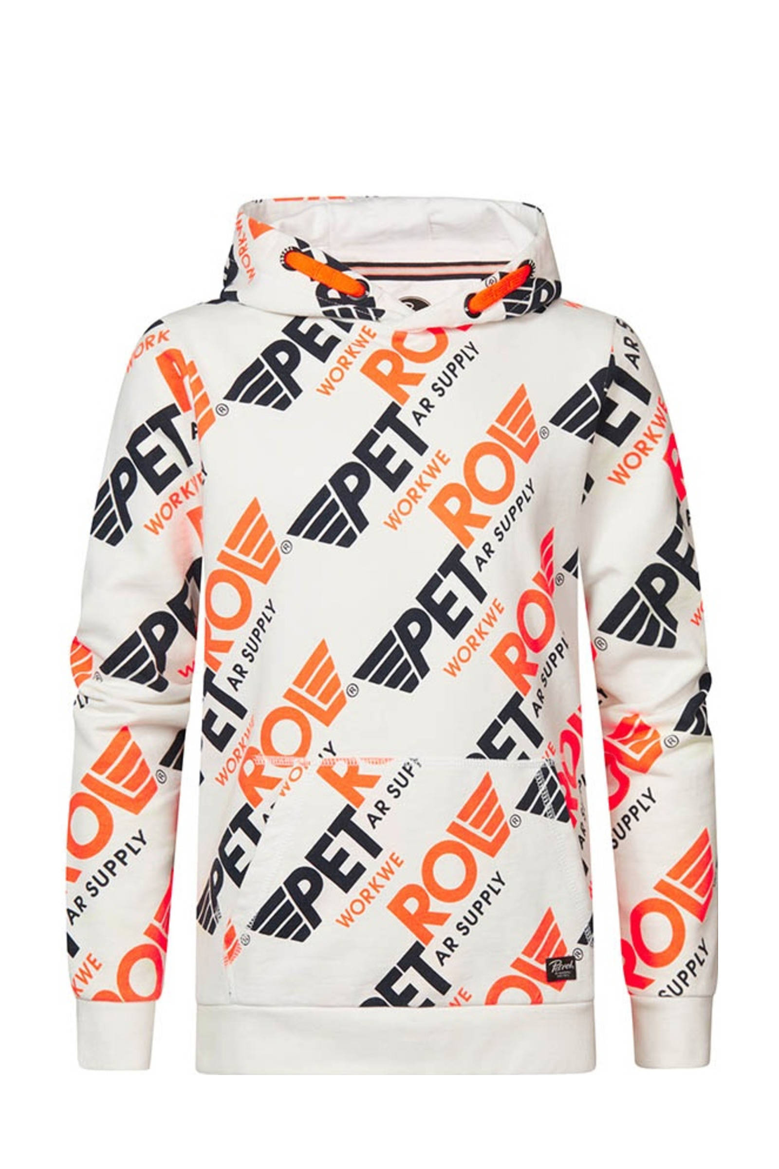 Petrol Industries hoodie met all over print wit/oranje/zwart | wehkamp