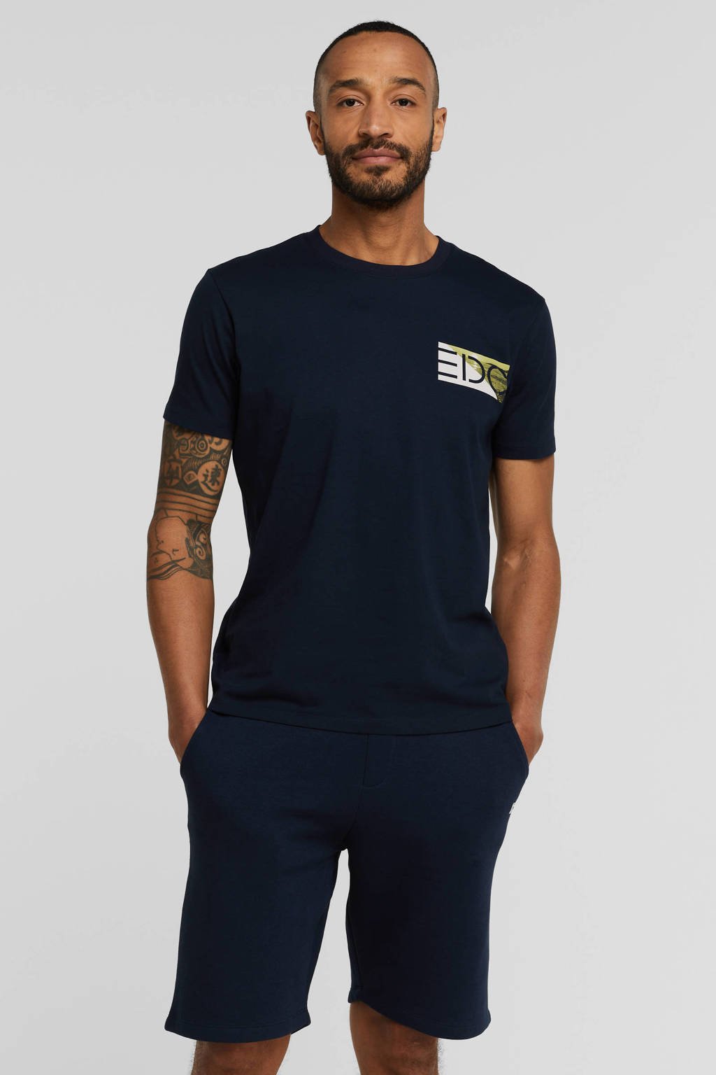 edc Men T-shirt met logo navy