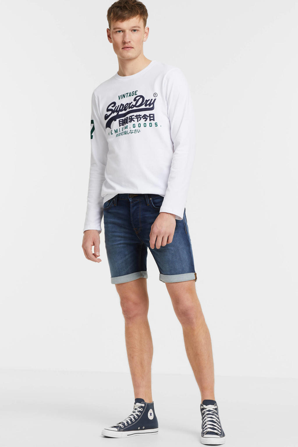 JACK & JONES JEANS INTELLIGENCE regular fit jeans short JJIRICK JJICON 835 blue denim