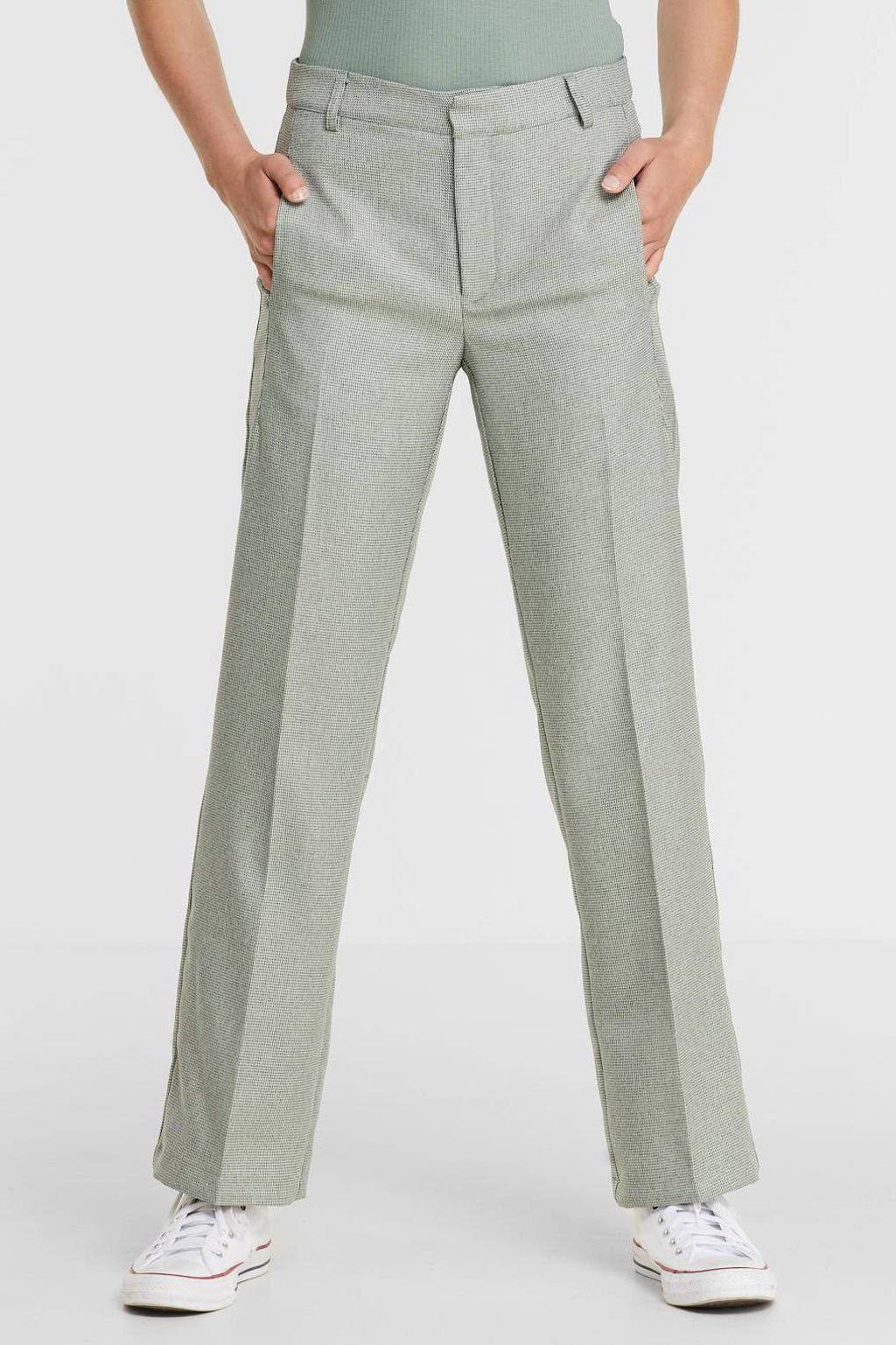 My Essential Wardrobe gemêleerde straight fit pantalon MWEmma grijs