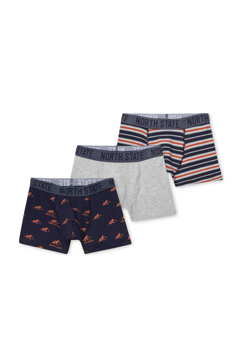 C&A boxershort - set van 3 met all over print lichtgrijs/d.blauw/rood, Lichtgrijs/d.blauw/rood