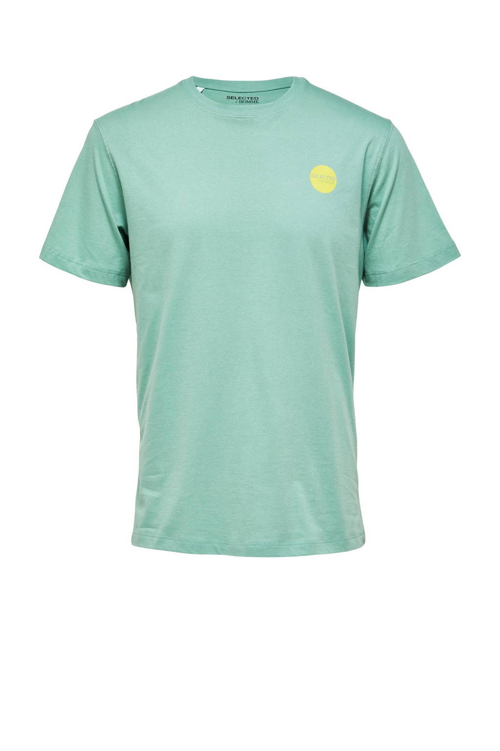 SELECTED HOMME regular fit T-shirt SLHMARCEL van biologisch katoen granite green