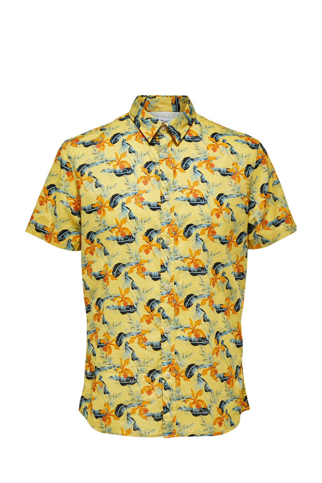 SELECTED HOMME regular fit overhemd SLHREGCRAZY van biologisch katoen ochre