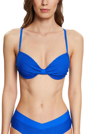 beugel bikinitop met textuur blauw