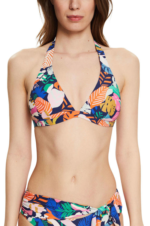 Kluisje toxiciteit Dwars zitten ESPRIT Women Beach voorgevormde halter bikinitop blauw/multi | wehkamp