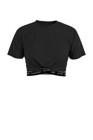 cropped T-shirt met logo zwart