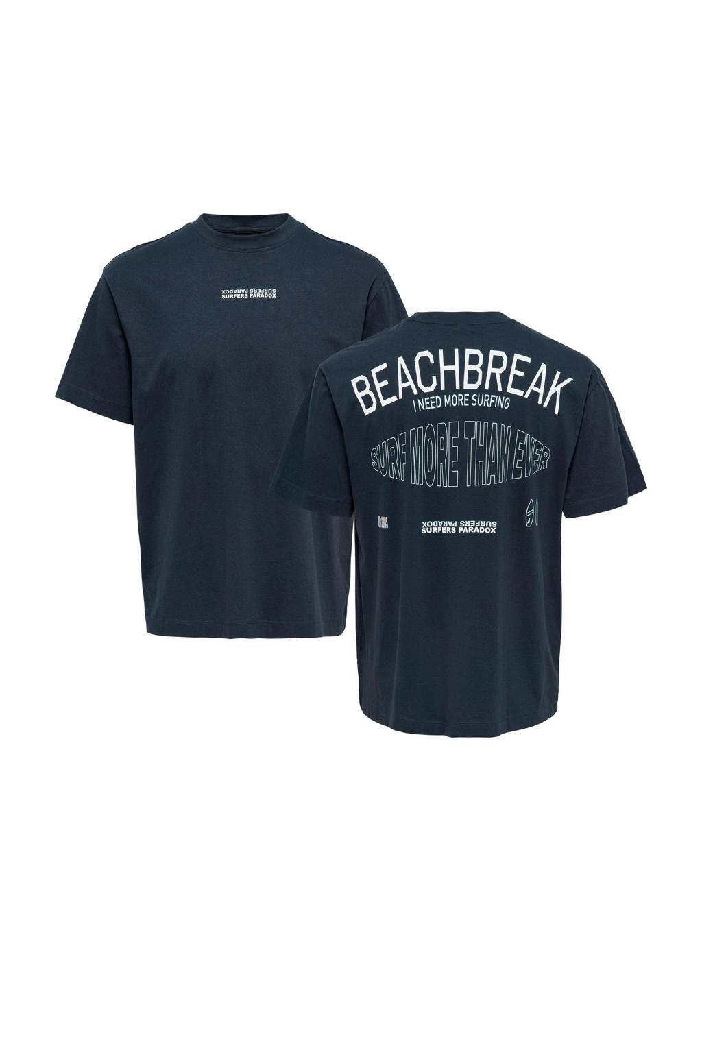 ONLY & SONS regular fit T-shirt met backprint ONSGERALD dark navy