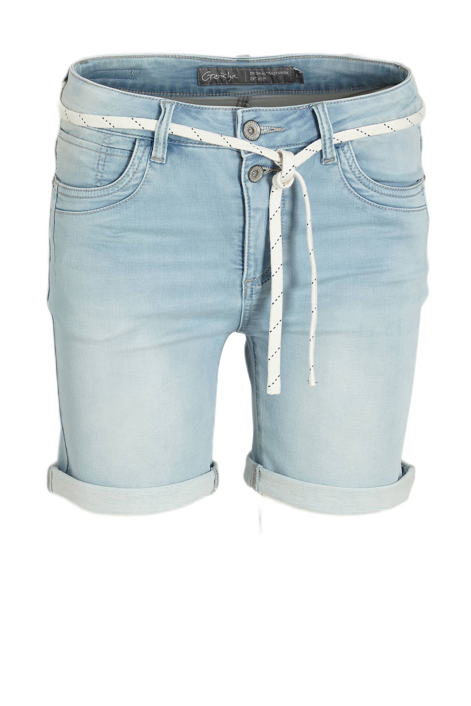 Geisha high waist slim fit jeans short bleached denim | wehkamp