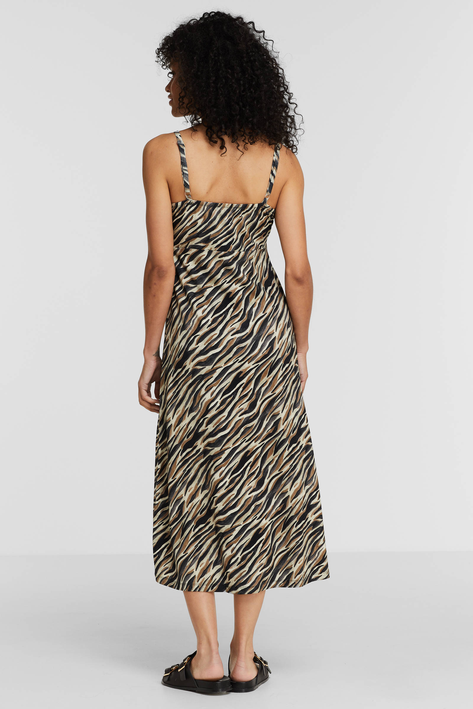 Geisha jurk Noëlle met all over print zwart/zand | wehkamp