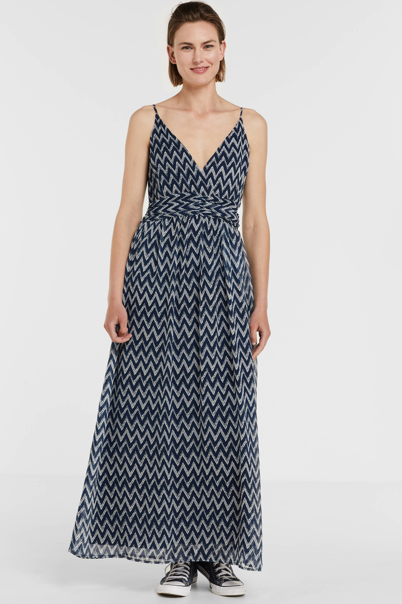 Geisha maxi jurk met all over print blauw/wit | wehkamp