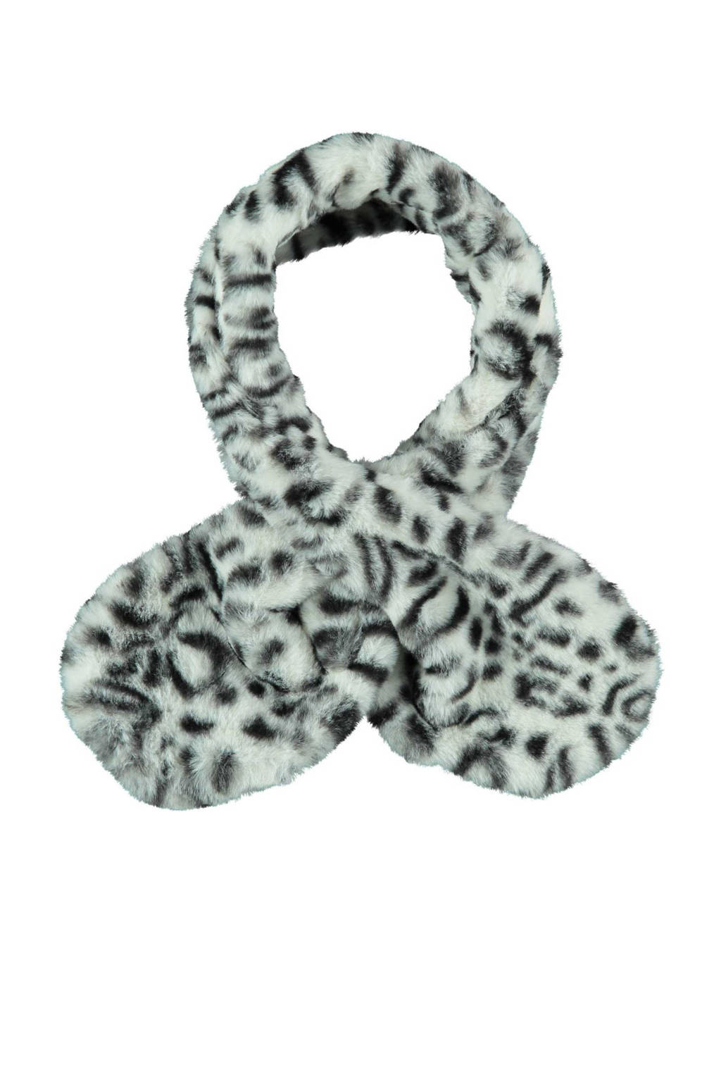 Sarlini imitatiebont sjaal met panterprint zand/zwart, Zand/wit