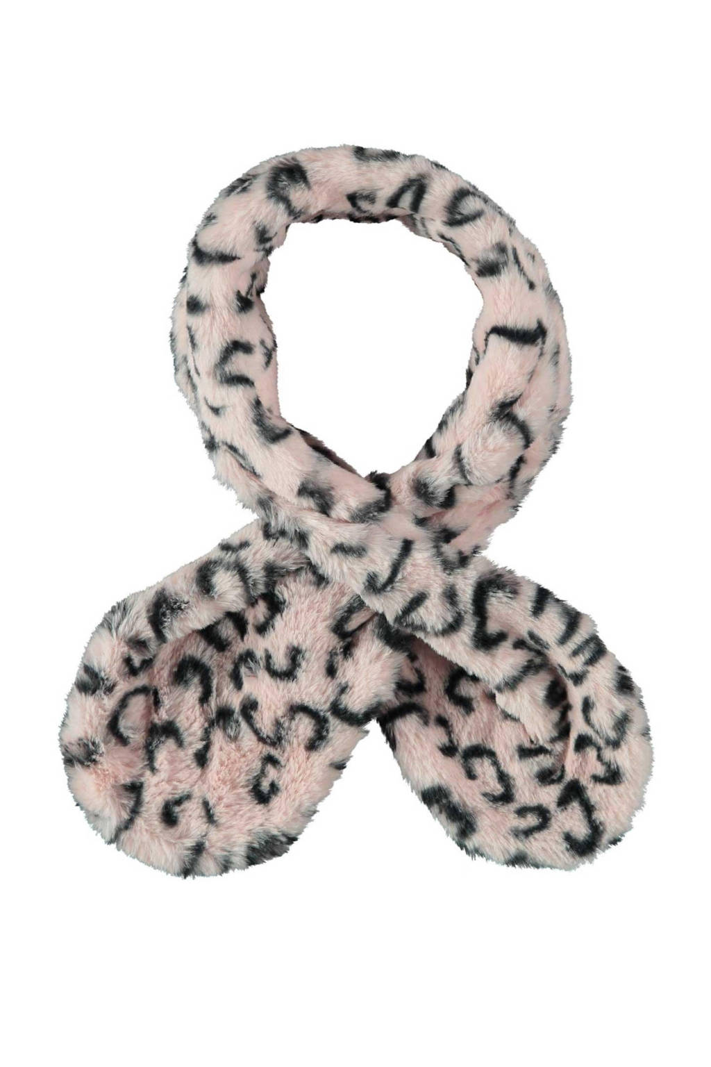 Sarlini imitatiebont sjaal met panterprint roze/zwart, Roze/zwart