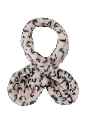 imitatiebont sjaal met panterprint roze/zwart